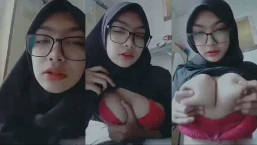 New Viral NADIRA Tobrut Hijab Hitam BH Merah